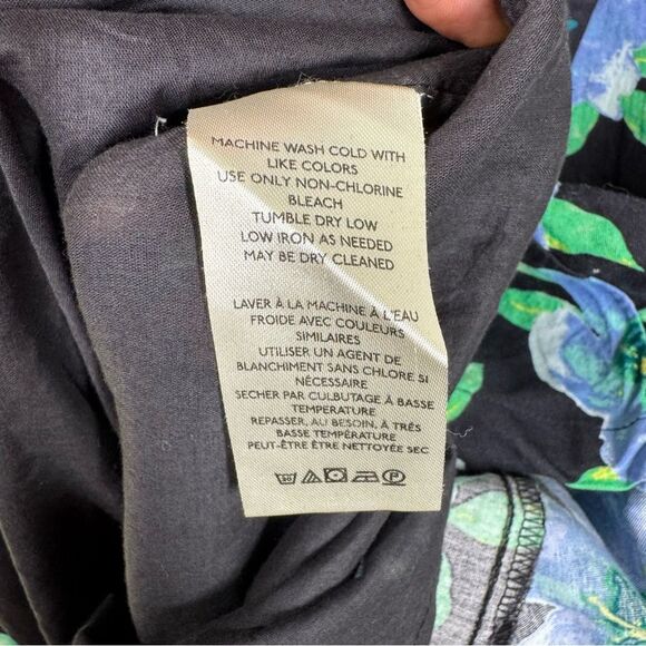 Free People Finer Things Floral Printed Midi Dress Black Blue Combo Medium - Picture 9 of 10